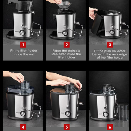 Juilist 2-Speed Electric Juicer Machines, 400W, 11 Fl Oz, Silver