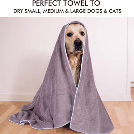 Dog Towel Super Absorbent Pet Bath Towel Microfiber Dog Drying Towel for Small, Medium, Large Dogs and Cats 30Inch X 50Inch Purple