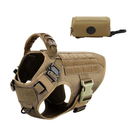 Tactical Large Dog Harness with Poop Bag Dispenser Leash Pet Training Vest Waste Bag Holder for Dogs Walking Hunting Accessories