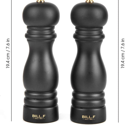 BILL.F Salt and Pepper Grinder Wooden Pepper Mill Grinder Salt Pepper Shakers Set of 2 with Adjustable Ceramic Rotor- 7 Inch