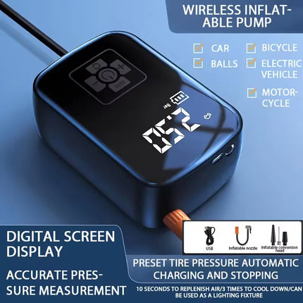 Powerful Wireless Car Air Compressor - Electric Tire Inflator for Cars, Motorcycles, Bicycles & More!