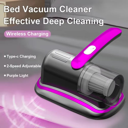 Wireless Handheld Mattress Vacuum Cleaner with UV-C Light HEPA Filter and Ultrasonic Vibration12Kpa for Bed Sofa Car Seat Carpet