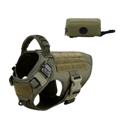 Tactical Large Dog Harness with Poop Bag Dispenser Leash Pet Training Vest Waste Bag Holder for Dogs Walking Hunting Accessories