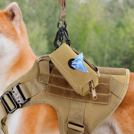 Tactical Large Dog Harness with Poop Bag Dispenser Leash Pet Training Vest Waste Bag Holder for Dogs Walking Hunting Accessories