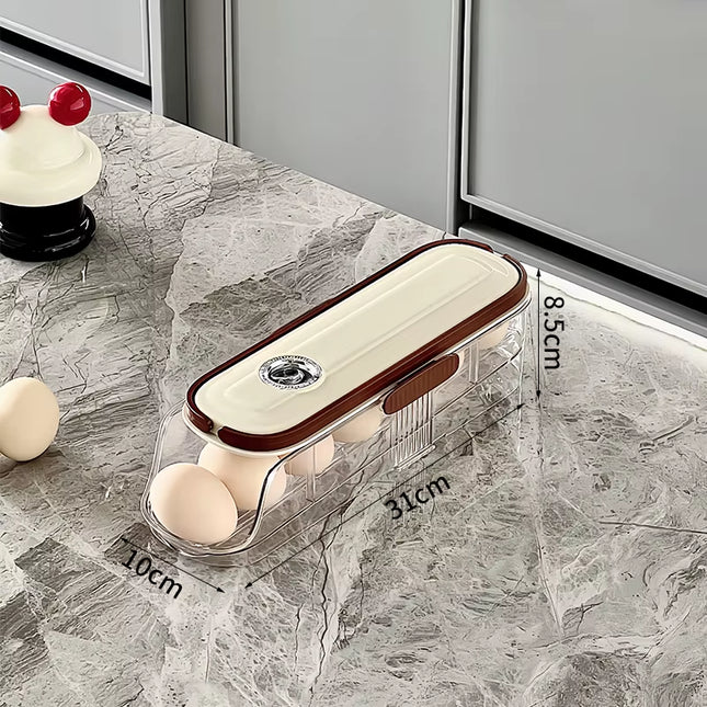 1PCS Home Refrigerator Egg Organizer Sliding Egg Carton Automatic Egg Roller Organizer Kitchen Countertop Egg Shelf