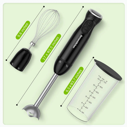 3 in 1 Immersion Blender with Egg Whisk & 700Ml Measuring Cup, 12 Speed Hand Blender