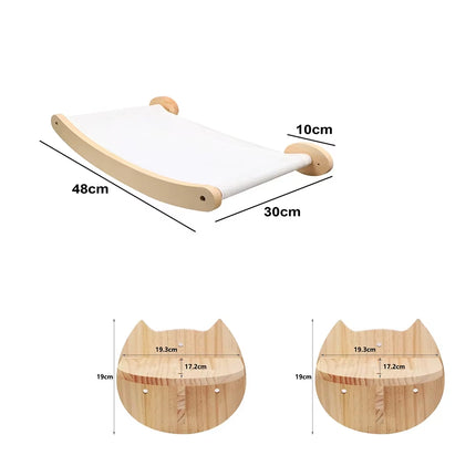 Wall-Mounted Cat Hammock Cradle Cat Climbing Frame Floating Shelf Solid Wood Cats Scratch Posts for Sleeping and Playing Toy