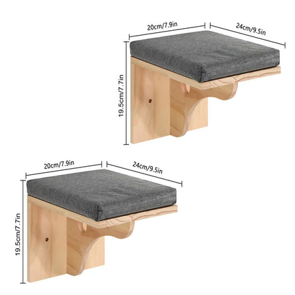 Wall-Mounted Cat Hammock Cradle Cat Climbing Frame Floating Shelf Solid Wood Cats Scratch Posts for Sleeping and Playing Toy