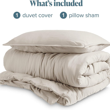 Microfiber Duvet Cover Set - Ultra Soft Washed Microfiber - Twin/Twin Extra Long - Linen-Like Look - Easy Care - Breathable Fabric - Our Softest Duvet Cover Set (Twin/Twin XL, Fog)