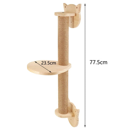 1 Piece Wall-Mounted Cat Climbing Rope Solid Wooden Pedals and Sisal Rope Kitten Training Claw Grinding Indoor Cat Furniture