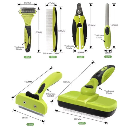 6 in 1 Pet Cat Dog Grooming Deshedding Tools Brush Comb Set Storage Bag Dog Hair Remover Comb Pet Cleaning Supplies Accessories