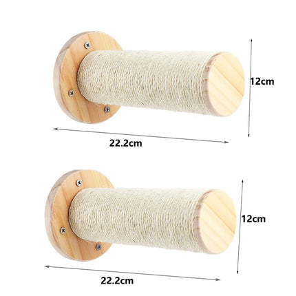 1 Piece Wall-Mounted Cat Climbing Rope Solid Wooden Pedals and Sisal Rope Kitten Training Claw Grinding Indoor Cat Furniture
