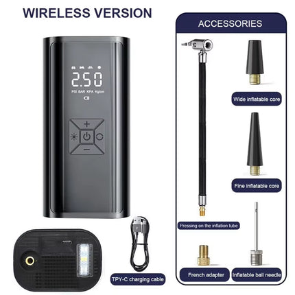 Powerful Wireless Car Air Compressor - Electric Tire Inflator for Cars, Motorcycles, Bicycles & More!