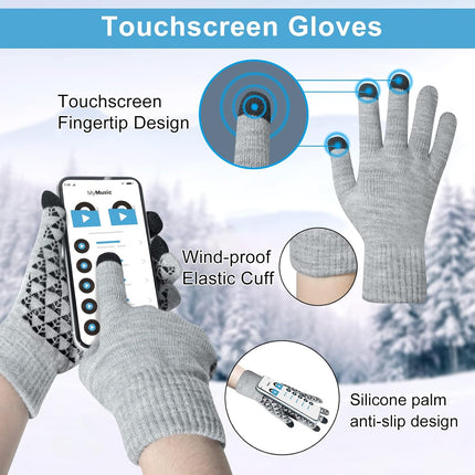 Cozy Up This Winter with Our Thick Warm Slouchy Beanie Hat, Scarf, and Gloves Set in Light Grey - Perfect for Men and Women!