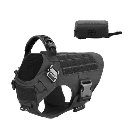 Tactical Large Dog Harness with Poop Bag Dispenser Leash Pet Training Vest Waste Bag Holder for Dogs Walking Hunting Accessories