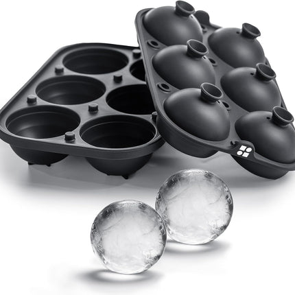 Ice Cube Molds – Large Silicone Ice & Sphere Mold Combo with Built-In Easy-Fill Funnel 2-Inch round & Square Whiskey Ice Molds for Cocktails & Bourbon