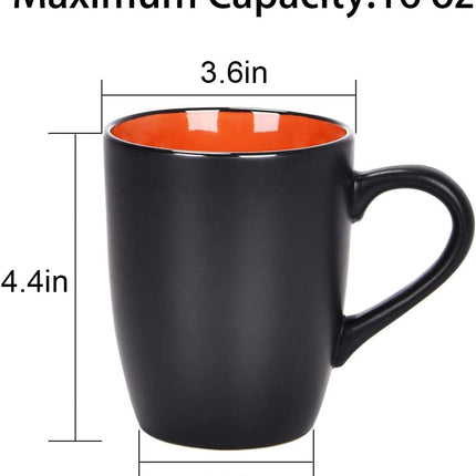 Set of 6 Modern Black Ceramic Coffee Mugs, 16 Ounce Capacity, Perfect for Home Use