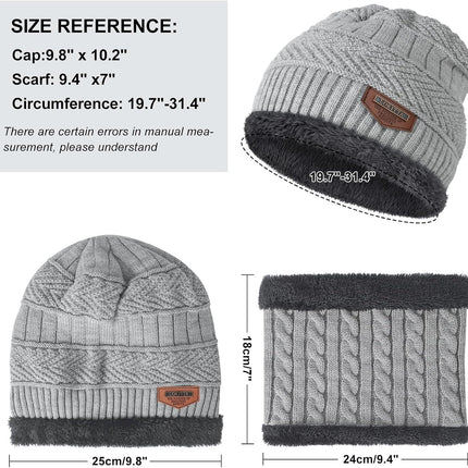 Cozy Up This Winter with Our Thick Warm Slouchy Beanie Hat, Scarf, and Gloves Set in Light Grey - Perfect for Men and Women!